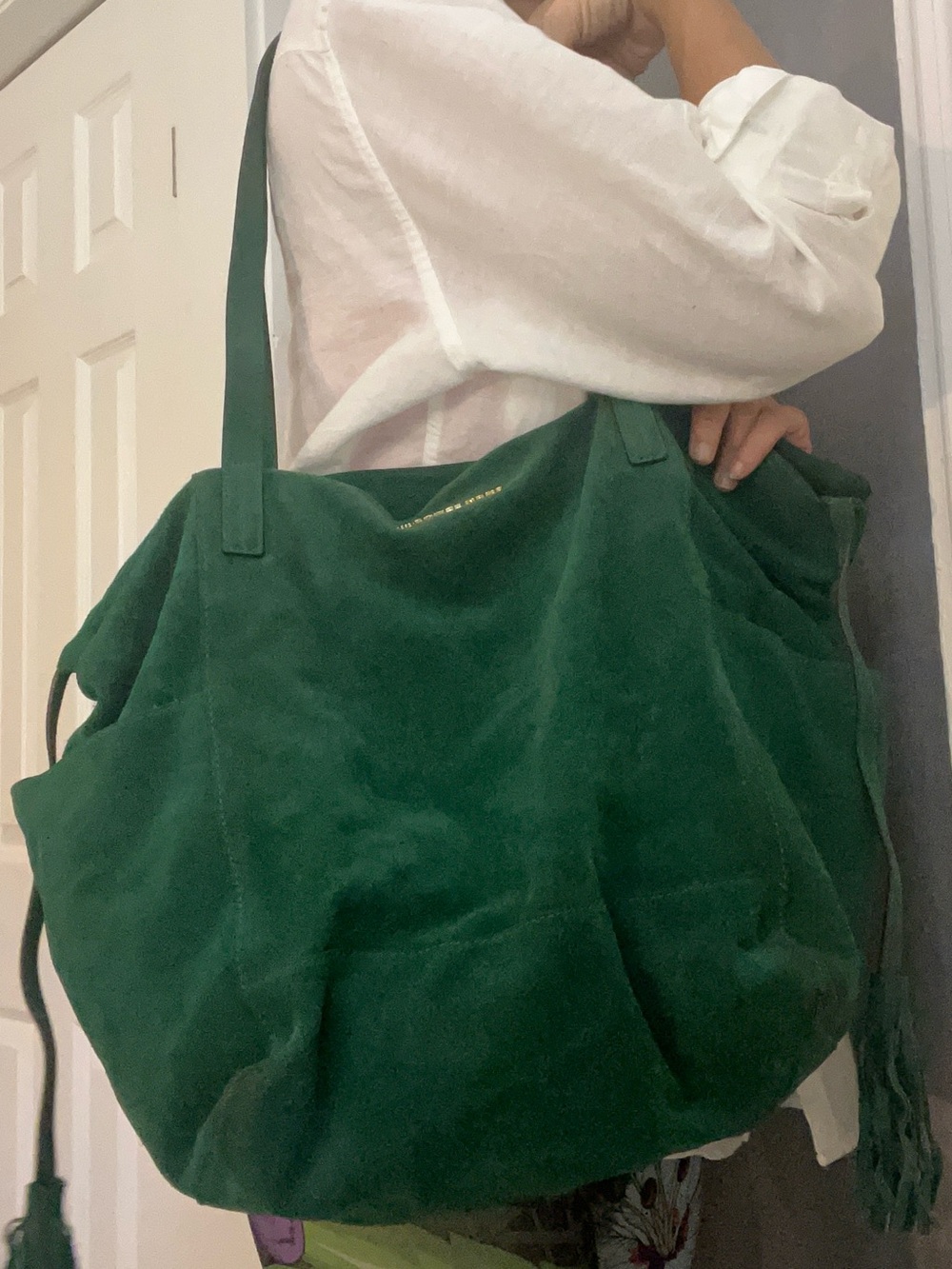 Michael Kors Green Suede Ashbury Tote Bag - Picture 12 of 12